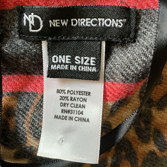 New Directions Wrap Shawl Kimono One Size Animal Print Stripe Boho Layering - Picture 6 of 14